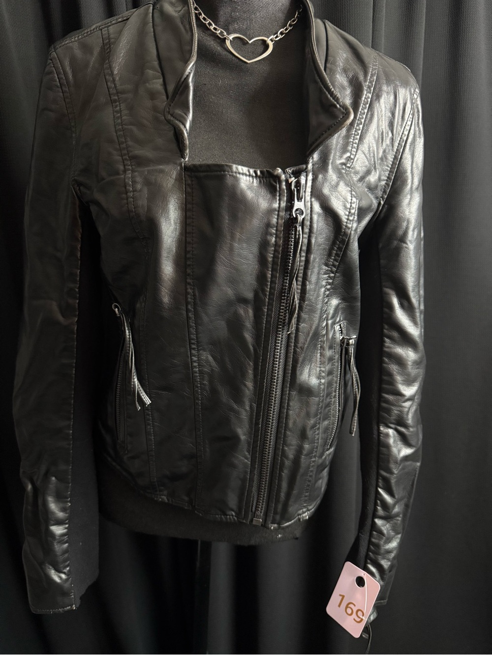 Free People Black Asymmetrical Leather Moto Jacket